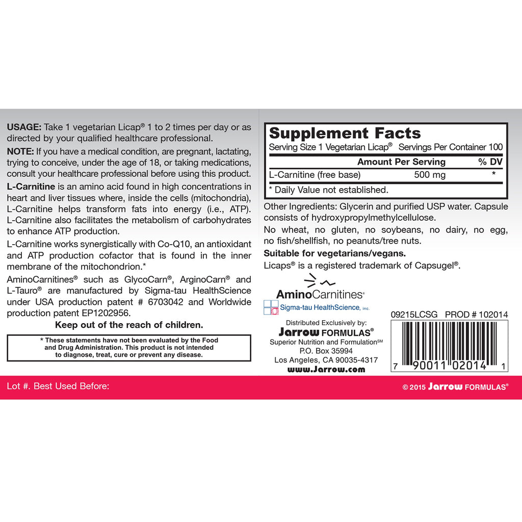 l-carnitine sigma-tau healthscience Pure Encapsulations fumarate L-Carnitine Liquid Cap 500mg |