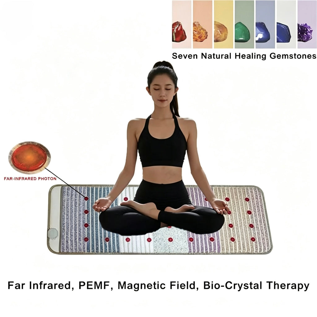 Far Infrared PEMF Magnetic Therapy Bio-Crystal Mat Chakra Energy Photon Massage Cushion with Heating Long Wave Tech 59"x 19.6"