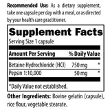 Betaine HCI(with pepsin) 750mg